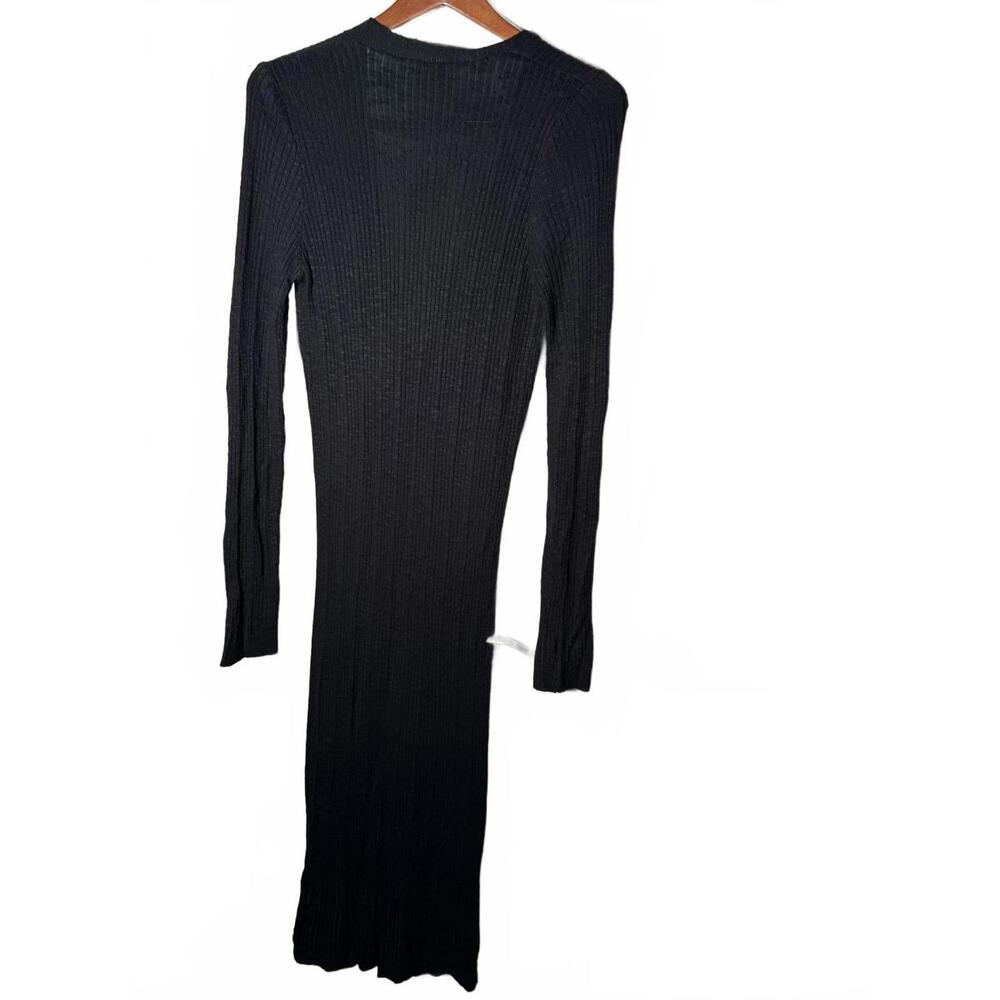 Free People Cardigan Sz Large Black Long Sleeve Date night Duster Button Front - Picture 6 of 9